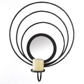 BLACK IRON MIRRORED WALL SCONCE