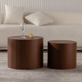Nesting Coffee Table Set of 2 Round Wooden Coffee Tables Circle Modern Table for Small Space Living Room Bedroom Accent End Side Table