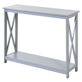 Entryway Console Table 2-Tier Sofa Table with Storage Shelf Modern Design Grey