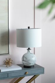 14x14x23" White And Grey Glass Table Lamp
