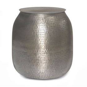 Griffen - Metal Storage Accent Table - Antique Silver