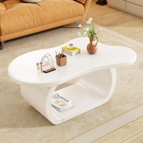ON-TREND 39.3"*23.6" Modern Cloud Coffee Table with 1.5" Thick Tabletop, Cream Style Irregular End Table with Curved Legs