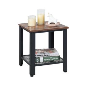 Industrial Style End Table with Mesh Shelves