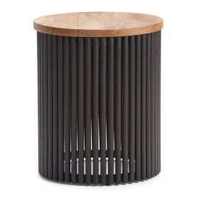 Demy - Metal and Wood Accent Table - Natural / Black