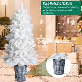 4 FT White Artificial Christmas Tree With Pot Stand, Potted Xmas Pine Tree With 200 Branch Tips For Holiday Party Office Home, White Tree (Option: Defaulttitle)