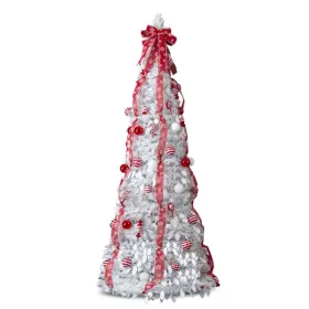 7 FT Fully Decorated Pre-lit Christmas Tree, Pop Up Artificial Xmas Tree With 170 Warm Lights And Red Ornaments For Home Office Store Holiday Dec (Option: Defaulttitle)