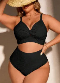 Womens Plus Size Bikini Twist High Waisted Bikini Sets Push Up Bikini Swimsuits Tummy Control 2 Piece Bathing Suit (Option: 1xl)