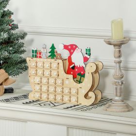 Christmas Advent Calendar with 24 Countdown Drawers (Option: Natural Wood-430x380x100 mm)