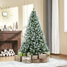 Unlit Snow-Dusted Full Fir Artificial Christmas Tree with Realistic Branches (Option: Green-950x260x280 mm)