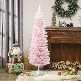 5' Snow Flocked Artificial Pencil Christmas Tree (Option: Pink-950x180x210 mm)
