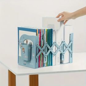 The Adjustable Bookshelf Consists of Two Parts, a Creative Extension of The Bookshelf, Perfect for Students, Made of Durable Materials (Color: Blue)