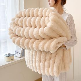 Luxurious Faux Rabbit Fur Blanket - Soft, Warm, And Comfortable, Perfect For Sofas, Beds, Offices, And Travel - A Versatile, All-season Gift And (Option: Beige-40in X 62in100 X 150cm)
